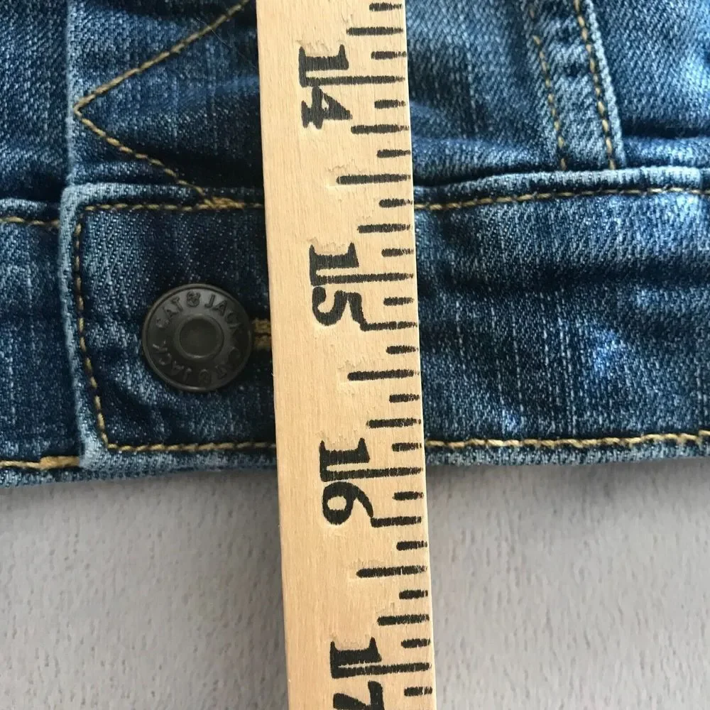 Cat & Jack Denim Jeans Jacket Unisex‎ Kids Small Blue Boys Mindful Humble Happy